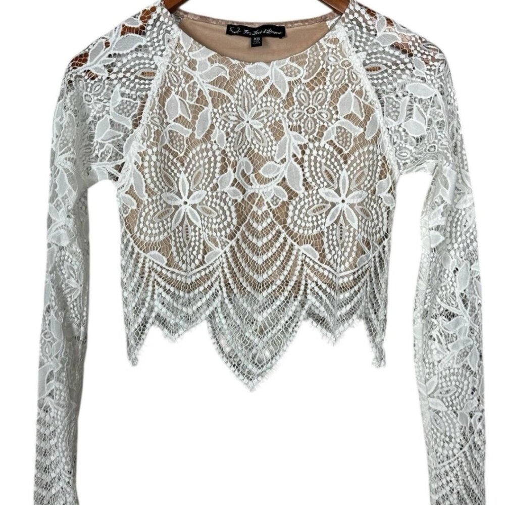 For Love and Lemons Lace Guava Crop Top XS